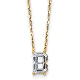 14k 2 carat Lab Grown Diamond VS+ F+ Complete Letter B Single Stone 18 inch Initial Necklace