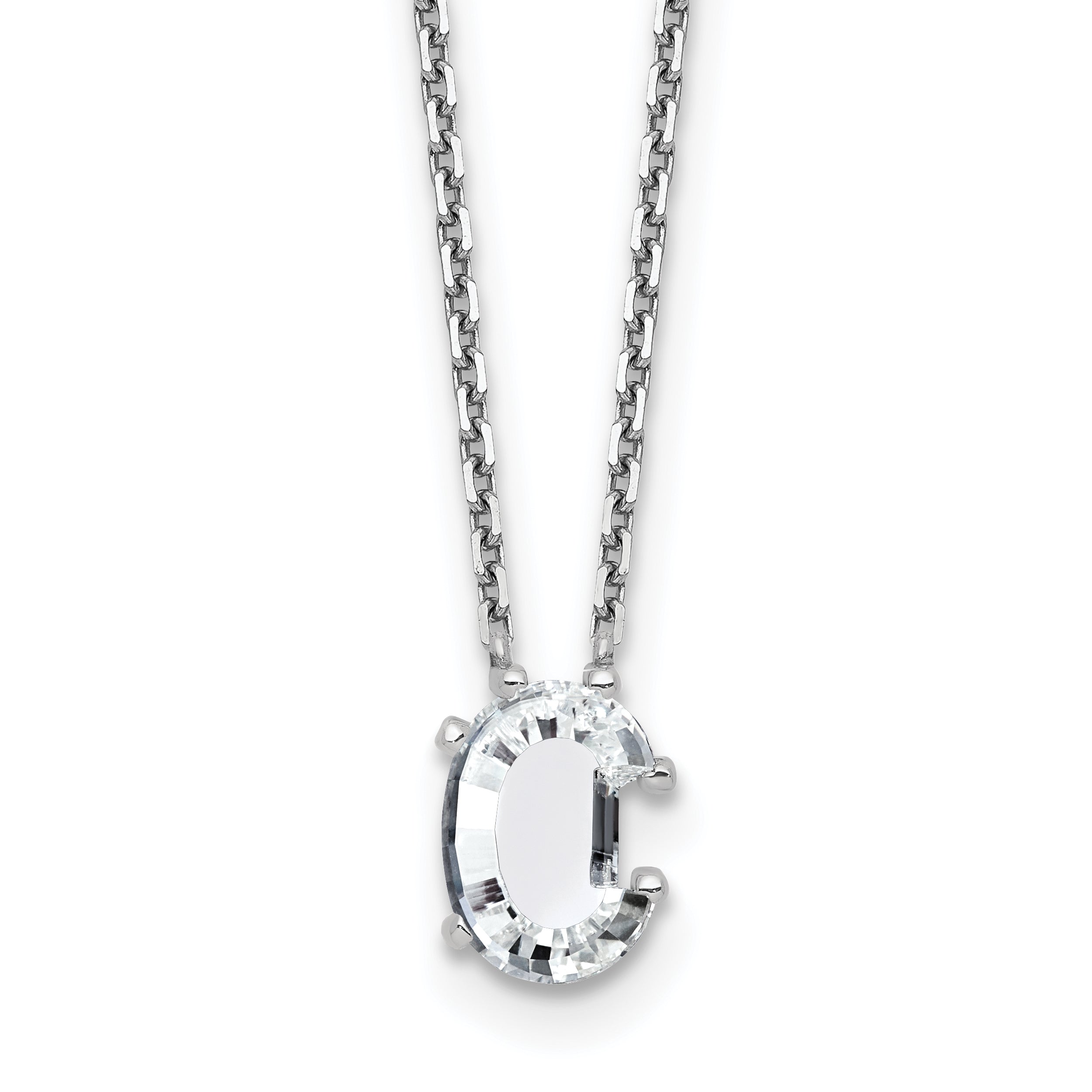 14k White Gold 1 3/4 carat Lab Grown Diamond VS+ F+ Complete Letter C Single Stone 18 inch Initial Necklace
