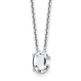 14k White Gold 1 3/4 carat Lab Grown Diamond VS+ F+ Complete Letter C Single Stone 18 inch Initial Necklace