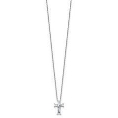 14k White Gold 3 3/4 carat Lab Grown Diamond VS+ F+ Single Stone Complete Cross 18 inch Necklace
