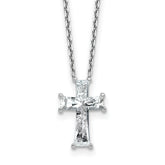 14k White Gold 3 3/4 carat Lab Grown Diamond VS+ F+ Single Stone Complete Cross 18 inch Necklace