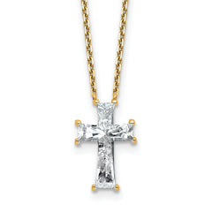 14k 3 3/4 carat Lab Grown Diamond VS+ F+ Single Stone Complete Cross 18 inch Necklace