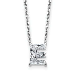14k White Gold 1 7/8 carat Lab Grown Diamond VS+ F+ Complete Letter C Single Stone 18 inch Initial Necklace