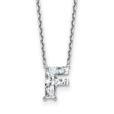 14k White Gold 1 1/2 carat Lab Grown Diamond VS+ F+ Complete Letter F Single Stone 18 inch Initial Necklace