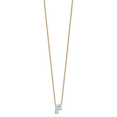 14k 1 1/2 carat Lab Grown Diamond VS+ F+ Complete Letter F Single Stone 18 inch Initial Necklace