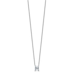 14k White Gold 1 3/4 carat Lab Grown Diamond VS+ F+ Complete Letter H Single Stone 18 inch Initial Necklace