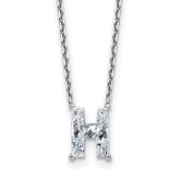 14k White Gold 1 3/4 carat Lab Grown Diamond VS+ F+ Complete Letter H Single Stone 18 inch Initial Necklace