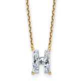 14k 1 3/4 carat Lab Grown Diamond VS+ F+ Complete Letter H Single Stone 18 inch Initial Necklace