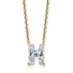 14k 1 3/4 carat Lab Grown Diamond VS+ F+ Complete Letter H Single Stone 18 inch Initial Necklace
