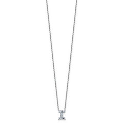 14k White Gold 1 3/4 carat Lab Grown Diamond VS+ F+ Complete Letter I Single Stone 18 inch Initial Necklace