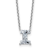 14k White Gold 1 3/4 carat Lab Grown Diamond VS+ F+ Complete Letter I Single Stone 18 inch Initial Necklace