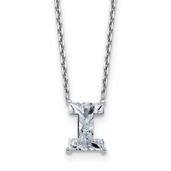 14k White Gold 1 3/4 carat Lab Grown Diamond VS+ F+ Complete Letter I Single Stone 18 inch Initial Necklace