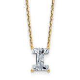 14k 1 3/4 carat Lab Grown Diamond VS+ F+ Complete Letter I Single Stone 18 inch Initial Necklace