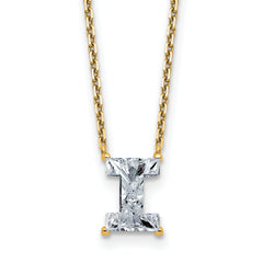 14k 1 3/4 carat Lab Grown Diamond VS+ F+ Complete Letter I Single Stone 18 inch Initial Necklace