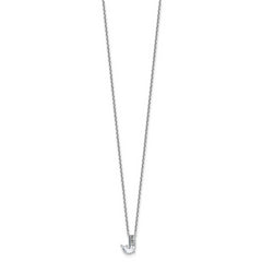 14k White Gold 1 1/4 carat Lab Grown Diamond VS+ F+ Complete Letter J Single Stone 18 inch Initial Necklace