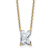 14k 2 carat Lab Grown Diamond VS+ F+ Complete Letter K Single Stone 18 inch Initial Necklace