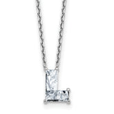 14k White Gold 1 5/8 carat Lab Grown Diamond VS+ F+ Complete Letter L Single Stone 18 inch Initial Necklace