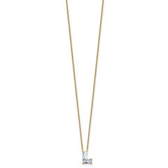 14k 1 5/8 carat Lab Grown Diamond VS+ F+ Complete Letter L Single Stone 18 inch Initial Necklace