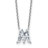 14k White Gold 2 1/3 carat Lab Grown Diamond VS+ F+ Complete Letter M Single Stone 18 inch Initial Necklace