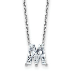 14k White Gold 2 1/3 carat Lab Grown Diamond VS+ F+ Complete Letter M Single Stone 18 inch Initial Necklace