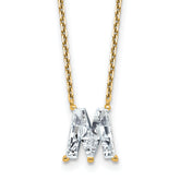 14k 2 1/3 carat Lab Grown Diamond VS+ F+ Complete Letter M Single Stone 18 inch Initial Necklace