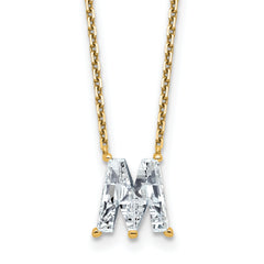 14k 2 1/3 carat Lab Grown Diamond VS+ F+ Complete Letter M Single Stone 18 inch Initial Necklace