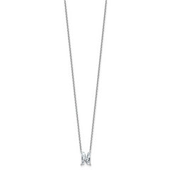 14k White Gold 1 7/8 carat Lab Grown Diamond VS+ F+ Complete Letter N Single Stone 18 inch Initial Necklace