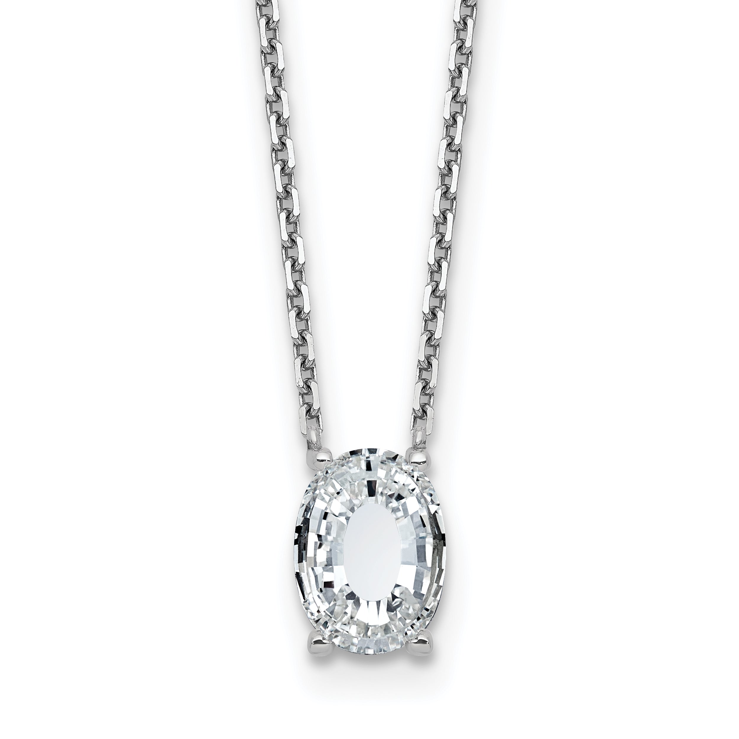 14k White Gold 1 7/8 carat Lab Grown Diamond VS+ F+ Complete Letter O Single Stone 18 inch Initial Necklace