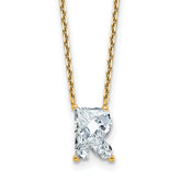 14k 2 1/3 carat Lab Grown Diamond VS+ F+ Complete Letter R Single Stone 18 inch Initial Necklace