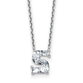 14k White Gold 1 5/8 carat Lab Grown Diamond VS+ F+ Complete Letter S Single Stone 18 inch Initial Necklace