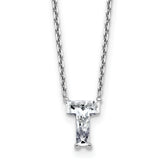 14k White Gold 1 5/8 carat Lab Grown Diamond VS+ F+ Complete Letter T Single Stone 18 inch Initial Necklace