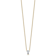 14k 1 5/8 carat Lab Grown Diamond VS+ F+ Complete Letter T Single Stone 18 inch Initial Necklace