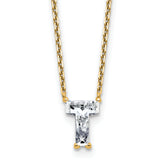 14k 1 5/8 carat Lab Grown Diamond VS+ F+ Complete Letter T Single Stone 18 inch Initial Necklace