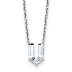 14k White Gold 2 1/3 carat Lab Grown Diamond VS+ F+ Complete Letter U Single Stone 18 inch Initial Necklace