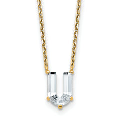 14k 2 1/3 carat Lab Grown Diamond VS+ F+ Complete Letter U Single Stone 18 inch Initial Necklace