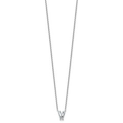 14k White Gold 1 3/4 carat Lab Grown Diamond VS+ F+ Complete Letter V Single Stone 18 inch Initial Necklace