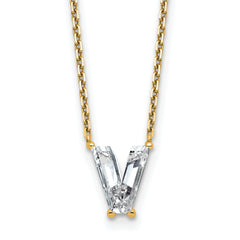 14k 1 3/4 carat Lab Grown Diamond VS+ F+ Complete Letter V Single Stone 18 inch Initial Necklace