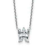 14k White Gold 2 1/3 carat Lab Grown Diamond VS+ F+ Complete Letter W Single Stone 18 inch Initial Necklace