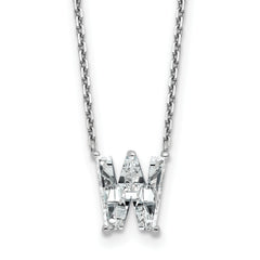 14k White Gold 2 1/3 carat Lab Grown Diamond VS+ F+ Complete Letter W Single Stone 18 inch Initial Necklace