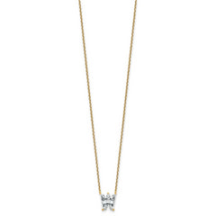 14k 2 1/3 carat Lab Grown Diamond VS+ F+ Complete Letter W Single Stone 18 inch Initial Necklace