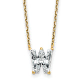 14k 2 1/3 carat Lab Grown Diamond VS+ F+ Complete Letter W Single Stone 18 inch Initial Necklace