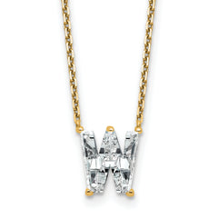 14k 2 1/3 carat Lab Grown Diamond VS+ F+ Complete Letter W Single Stone 18 inch Initial Necklace