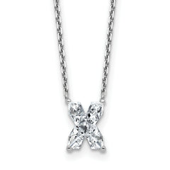 14k White Gold 2 carat Lab Grown Diamond VS+ F+ Complete Letter X Single Stone 18 inch Initial Necklace