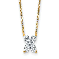 14k 2 carat Lab Grown Diamond VS+ F+ Complete Letter X Single Stone 18 inch Initial Necklace