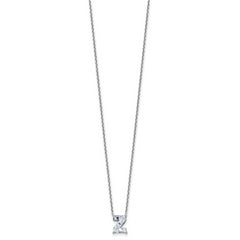 14k White Gold 1 7/8 carat Lab Grown Diamond VS+ F+ Complete Letter Z Single Stone 18 inch Initial Necklace