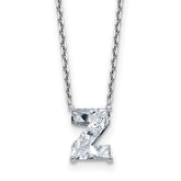14k White Gold 1 7/8 carat Lab Grown Diamond VS+ F+ Complete Letter Z Single Stone 18 inch Initial Necklace