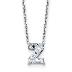 14k White Gold 1 7/8 carat Lab Grown Diamond VS+ F+ Complete Letter Z Single Stone 18 inch Initial Necklace