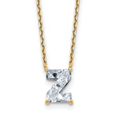 14k 1 7/8 carat Lab Grown Diamond VS+ F+ Complete Letter Z Single Stone 18 inch Initial Necklace