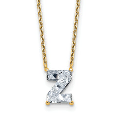 14k 1 7/8 carat Lab Grown Diamond VS+ F+ Complete Letter Z Single Stone 18 inch Initial Necklace