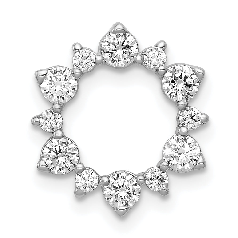 14k White Gold 5/8 carat Lab Grown Diamond VS/SI+ G+ Complete Fashion Circle Chain Slide Pendant